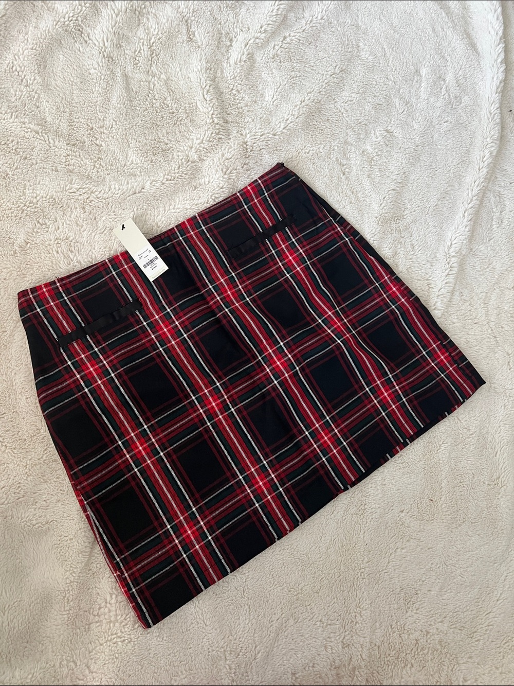 Plaid Mini Skirt in Red and Black